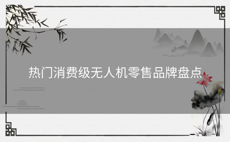 热门消费级无人机零售品牌盘点