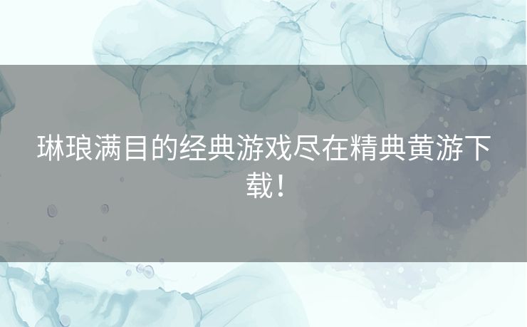 琳琅满目的经典游戏尽在精典黄游下载！