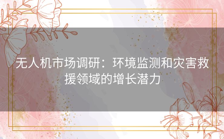 无人机市场调研：环境监测和灾害救援领域的增长潜力