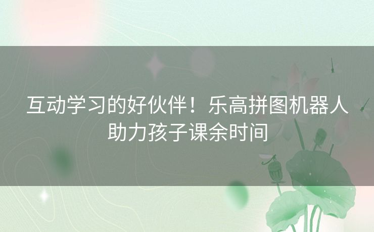 互动学习的好伙伴！乐高拼图机器人助力孩子课余时间