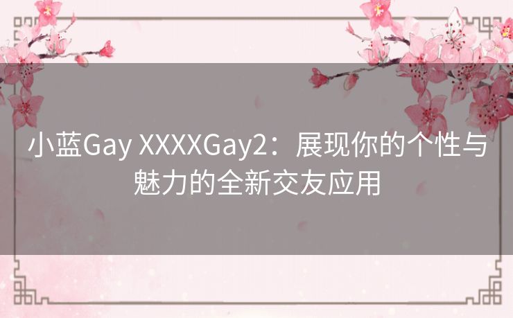 小蓝Gay XXXXGay2：展现你的个性与魅力的全新交友应用