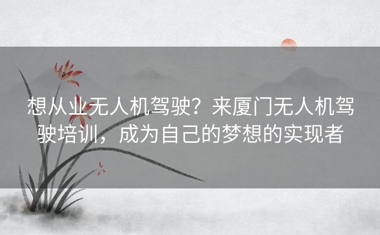 想从业无人机驾驶？来厦门无人机驾驶培训，成为自己的梦想的实现者