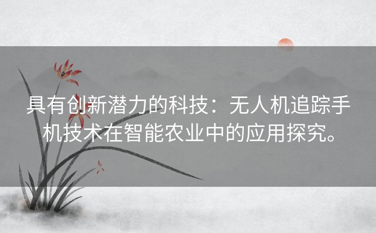 具有创新潜力的科技：无人机追踪手机技术在智能农业中的应用探究。