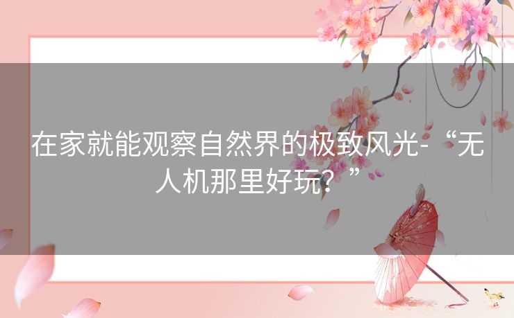 在家就能观察自然界的极致风光-“无人机那里好玩？”