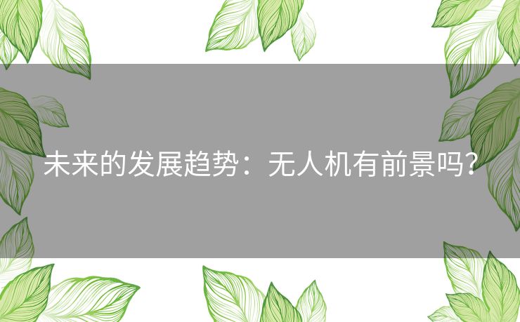 未来的发展趋势：无人机有前景吗？