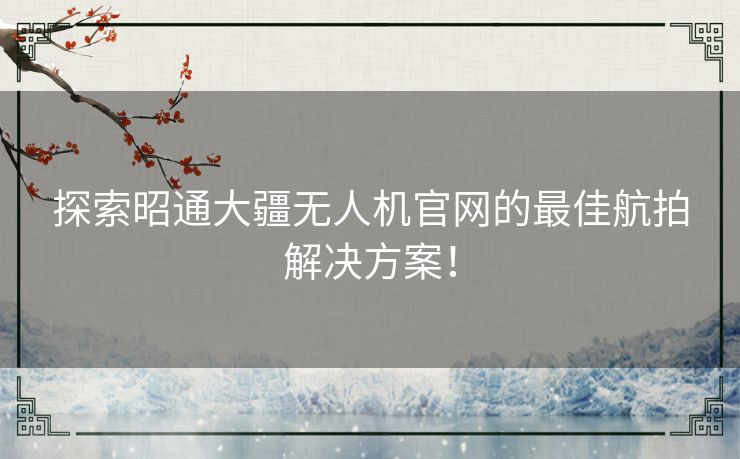 探索昭通大疆无人机官网的最佳航拍解决方案！