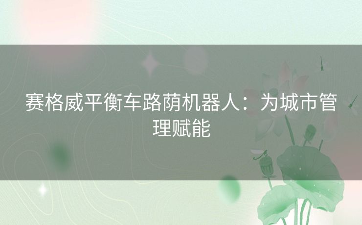 赛格威平衡车路荫机器人：为城市管理赋能