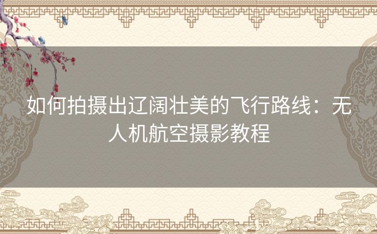 如何拍摄出辽阔壮美的飞行路线：无人机航空摄影教程