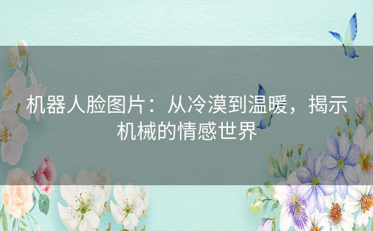 机器人脸图片：从冷漠到温暖，揭示机械的情感世界