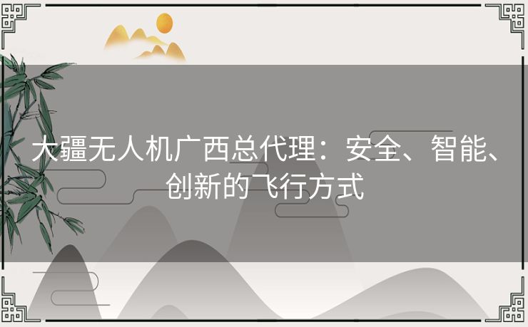 大疆无人机广西总代理：安全、智能、创新的飞行方式