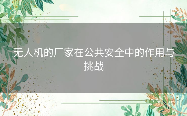 无人机的厂家在公共安全中的作用与挑战