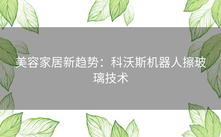 美容家居新趋势：科沃斯机器人擦玻璃技术