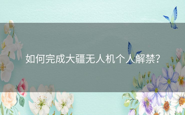 如何完成大疆无人机个人解禁？