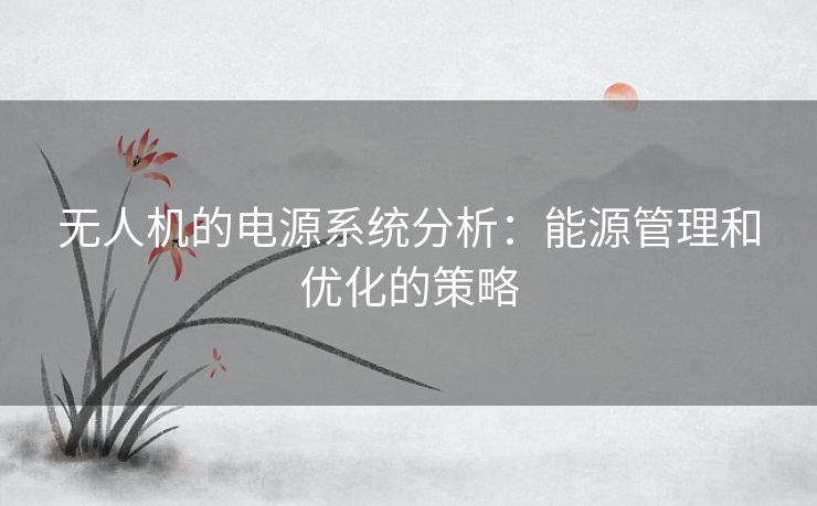 无人机的电源系统分析：能源管理和优化的策略