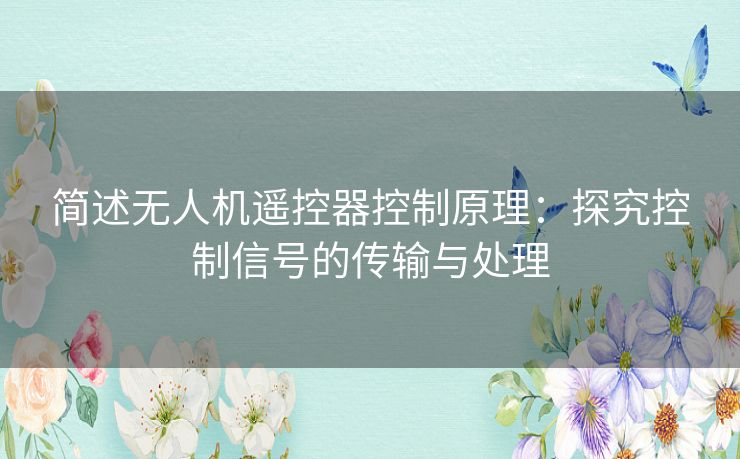 简述无人机遥控器控制原理：探究控制信号的传输与处理