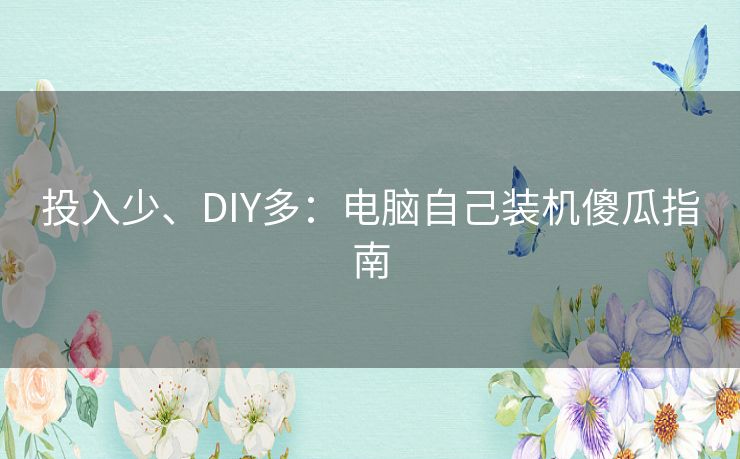 投入少、DIY多：电脑自己装机傻瓜指南