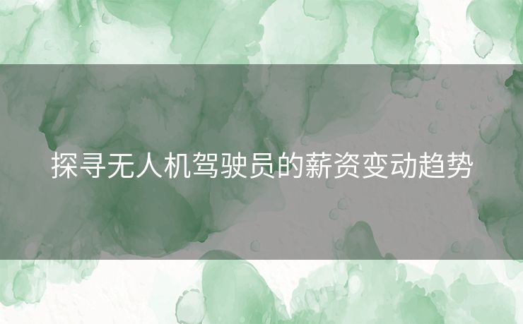 探寻无人机驾驶员的薪资变动趋势