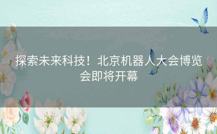 探索未来科技！北京机器人大会博览会即将开幕