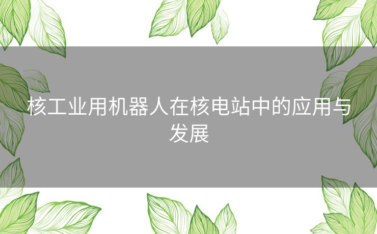 核工业用机器人在核电站中的应用与发展