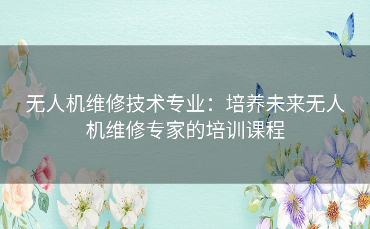 无人机维修技术专业：培养未来无人机维修专家的培训课程