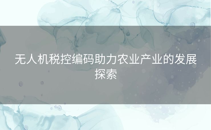 无人机税控编码助力农业产业的发展探索