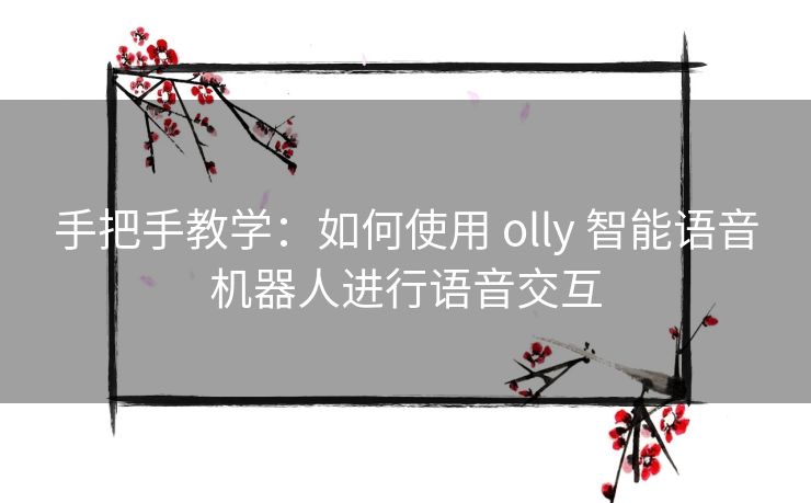 手把手教学：如何使用 olly 智能语音机器人进行语音交互