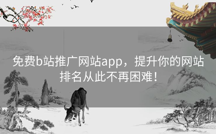 免费b站推广网站app，提升你的网站排名从此不再困难！