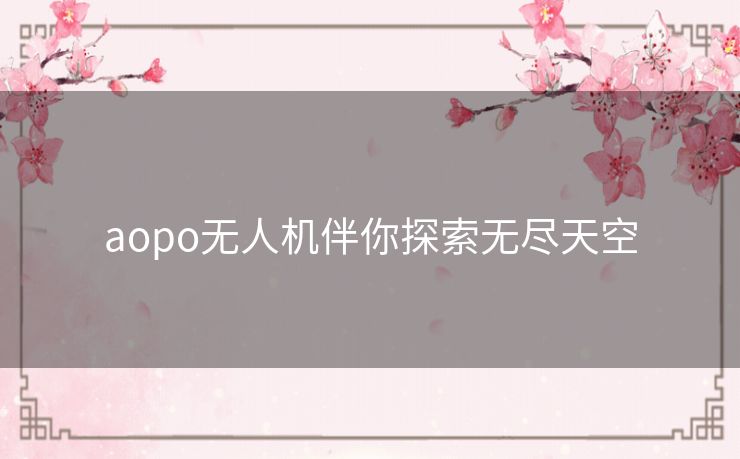 aopo无人机伴你探索无尽天空