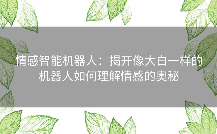 情感智能机器人：揭开像大白一样的机器人如何理解情感的奥秘