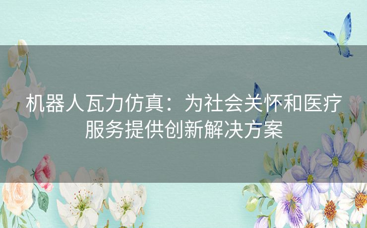 机器人瓦力仿真：为社会关怀和医疗服务提供创新解决方案