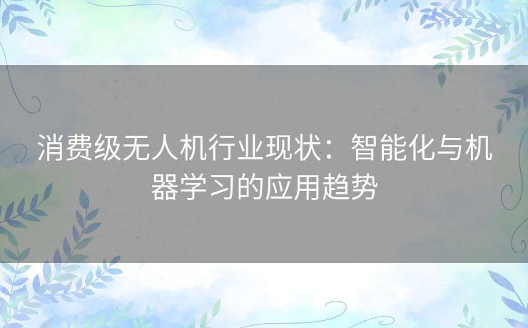 消费级无人机行业现状：智能化与机器学习的应用趋势