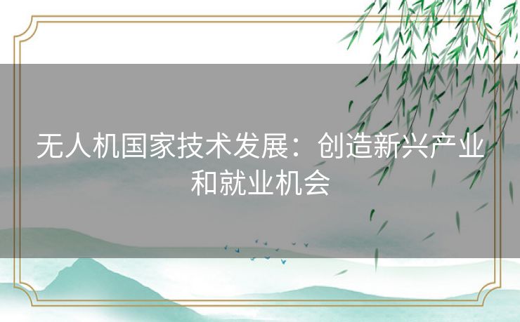 无人机国家技术发展：创造新兴产业和就业机会