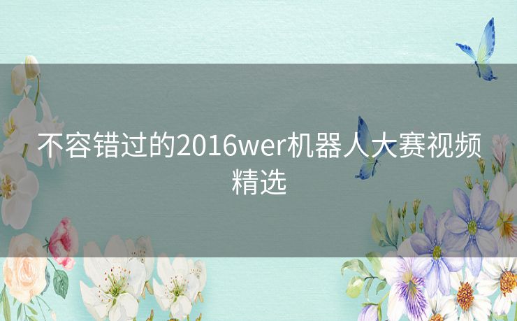 不容错过的2016wer机器人大赛视频精选