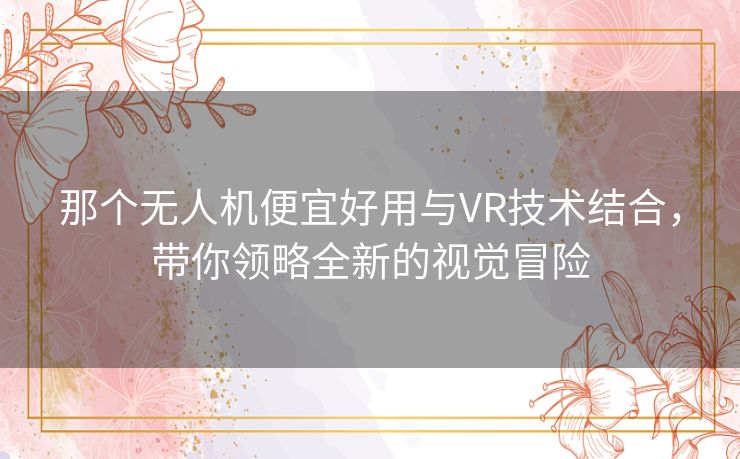 那个无人机便宜好用与VR技术结合，带你领略全新的视觉冒险