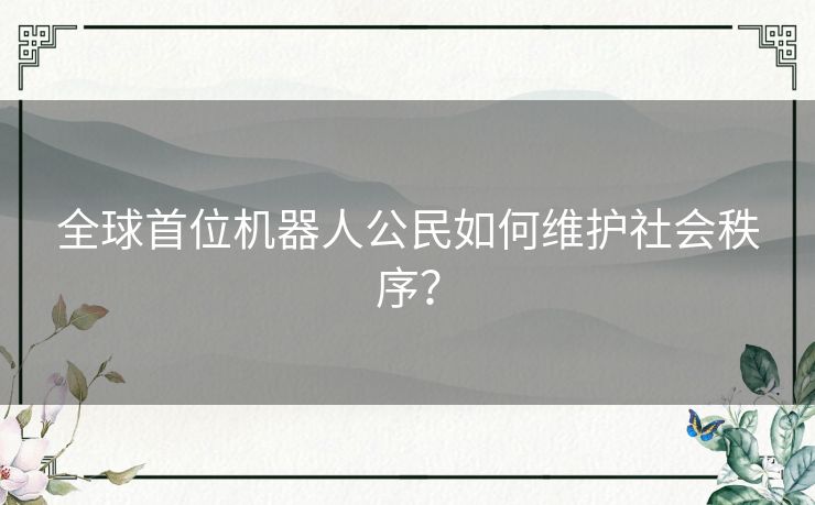 全球首位机器人公民如何维护社会秩序？