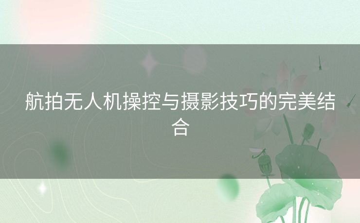 航拍无人机操控与摄影技巧的完美结合