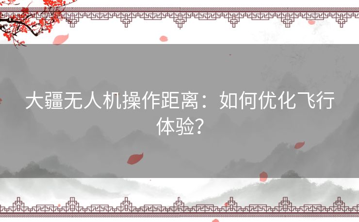 大疆无人机操作距离：如何优化飞行体验？