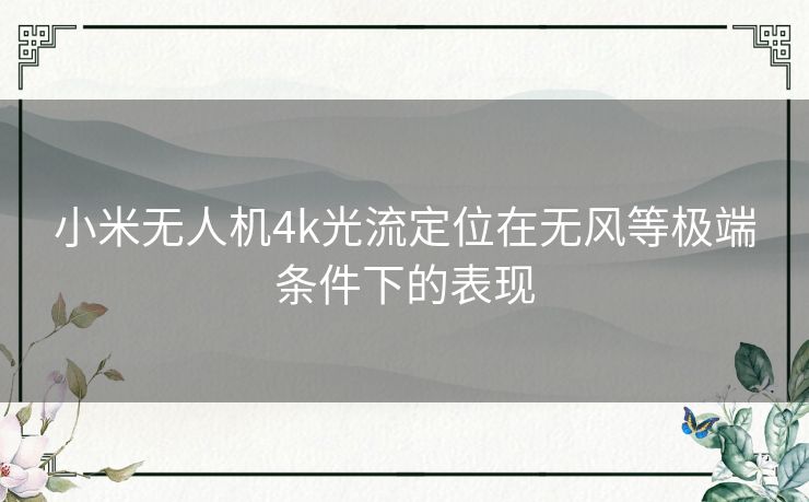 小米无人机4k光流定位在无风等极端条件下的表现