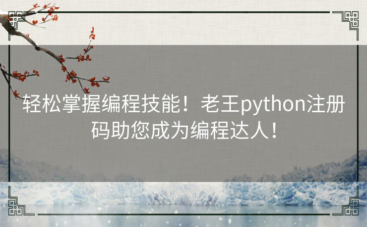 轻松掌握编程技能！老王python注册码助您成为编程达人！