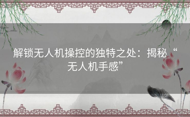 解锁无人机操控的独特之处：揭秘“无人机手感”