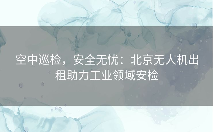 空中巡检，安全无忧：北京无人机出租助力工业领域安检