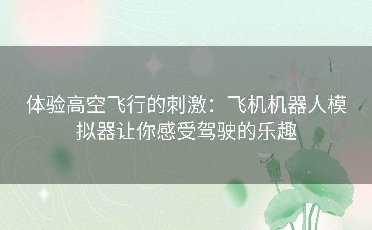 体验高空飞行的刺激：飞机机器人模拟器让你感受驾驶的乐趣