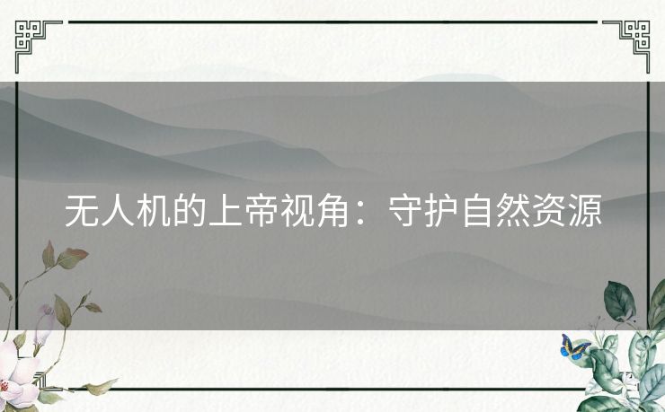 无人机的上帝视角：守护自然资源