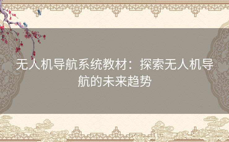 无人机导航系统教材：探索无人机导航的未来趋势