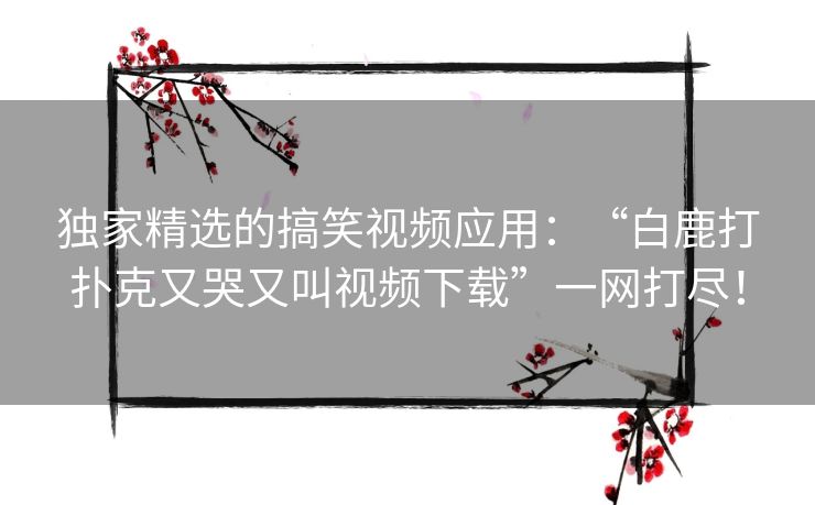 独家精选的搞笑视频应用：“白鹿打扑克又哭又叫视频下载”一网打尽！